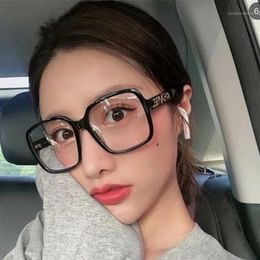 Sunglasses Square Large Frame Anti Blue Light Glasses Women 2021 Designer Fashion Letter Eyewears Ladies Clear Plain Mirror3217