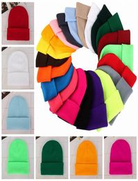 Classic Slouch Beanie Unisex Knitted Oversize Beanie Hat Soild Colour Outdoor Winter Warm Travel Cap Woollen Elastic Hip Hop Hats LJ4780516