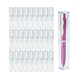 25Pcs Clear Acrylic Pencil Case Packaging Box Set Empty Plastic Pen Storage Container