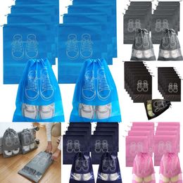 New Storage Bags 10/5pcs Shoes Storage Organiser Bags Non-woven Travel Portable Closet Bag Waterproof Pocket Clothing Tranparent Hanging Bag