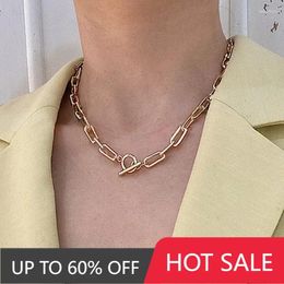 Pendant Necklaces Thick Chain Toggle Clasp Mixed Linked Circle For Women Minimalist Choker Necklace Jewellery