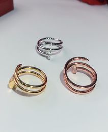 925 Silver Hip hop screw fashion nails Gold Rings Women Punk for gift Superior quality jewelry Three Circle3571698