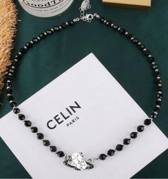 European and American Threelayer Black Bead Letter Necklace Fashion Punk Style Sier Diamond Satellite Clavicle Chain Female Hig9059074