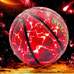 Balls 7# Lightning Pattern Basketball PU Leather Wear-resistant High Quality Outdoor Indoor Training Ball Adults Youth Basketballs 231212