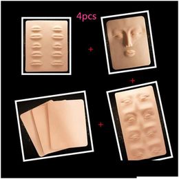 Permanent Makeup Skin 4Pcs 3D Tattoo Practise Skin Lip Eyes Eyebrow For Learner Use Permanent Makeup Drop Delivery Health Beauty Tatto Dhbne