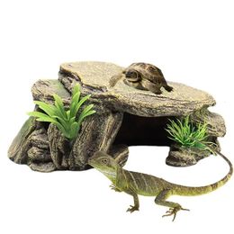 Reptile Supplies Turtle Hiding Caves Simulation Crawling Basking Hide Habitat Tank Decoration Ornament Safe Shelters For Reptiles 231211