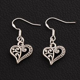 Half Flower Heart Dangle & Chandelier Earrings 925 Silver Fish Ear Hook 40pairs lot E919 13 2x31 5mm211y