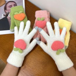 Cute Fruit Gloves for Women Plush Winter Gloves Thicken Warm Full Finger Gloves Fashion Casual Mittens Winter Accessories