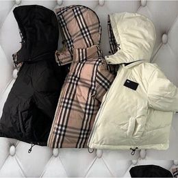 Down Coat Children Puffer Down Coats Designer Hooded Plaid Coat Fashion Girls Boys Hoodie Winter Warm Duck Jackets Childrens Brown Bab Dhtjo