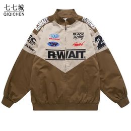 Men's Jackets Letter Embroidery Racing Jacket Men Women Patchwork Streetwear College Baseball Coat Motorcycle Varsity Bomber Jacket Autumn 231212