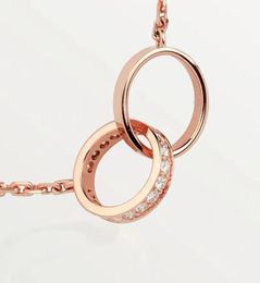 European style double ring pendant necklace Jewellery mens and womens round full two rows of diamond necklaces couple gifts3993092