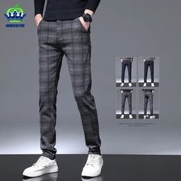 Mens Pants Plaid Men Business Slim Fit Cotton Party High Quality Brand Clothing Casual Formal Long Trousers Male 2838 231212