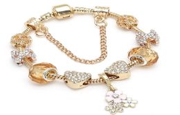 Fashion Style Charm Bracelet Women Four Leave Clover Pendant European Charm Beads Magnolia Cherry Dangle Fits Charm Bracelets Necklace DIY Jewelry9135487