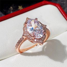 Cluster Rings Gorgeous Big White Crystal Stone Ring Luxury Silver Color Wedding For Women Vintage Bridal Engagement Jewelry