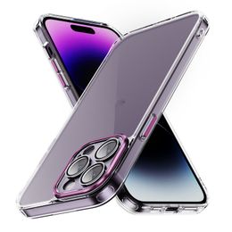 Ultra Clear Design Lens Film Phone Cases For iPhone 15 14 Plus 13 12 11 Pro XS Max XR Samsung S24 S23 Plus Pixel 2.0 mm PC Airbag Case Soft TPU Transparent Shockproof Cover