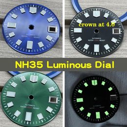 Watch Repair Kits NH35 Dial 4 Crowns 29mm Green Luminous Black/blue/green Replacement Fit For Movement SKX007 Accessories