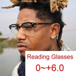 Sunglasses Trend Blue Light Blocking Reading Glasses Men Women Half Frame Diopters Casual Clear Lens Mens Presbyopia Eyeglasses275D