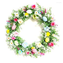 Decorative Flowers Easter Wreath With Pastel Eggs For Front Door Spring Assorted Twigs Decorations Colorful Indoor Home Decor 55 X 55Cm