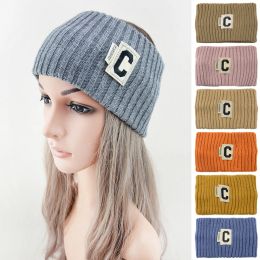 Embroidered C Letter Knitting Woolen Headband Elastic Yoga Turban Hair Bands Hair Accessories Headwrap Outdoor Sports Hairband