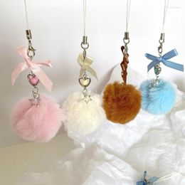 Keychains Cute Fluffy Fur Pompom Keychain Soft Faux Ball Key Chain Car Ring Women Charm Bag Star Pendant Jewellery