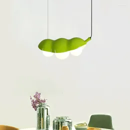 Pendant Lamps Creative Peas White Glass Chandelier Beige Green Pink Resin Lighting For Dining Room Kitchen Office Shop Bedroom Wire