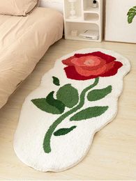 Carpets INS Nordic Fluffy Soft Bedroom Carpet Cute Flower Children Bedside Rug Living Room Kids Non-Slip Balcony Window Floor Mats