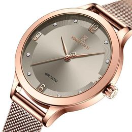 Wristwatches Quartz Watch For Women Top Brand Fashion Luxury Diamond Dial Waterproof Clock Mesh Steel Strip NF5023