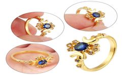 Cluster Rings Women Gold Alloy Sun Finger Ring Wandering Star Sapphire Moon And Stars6375020