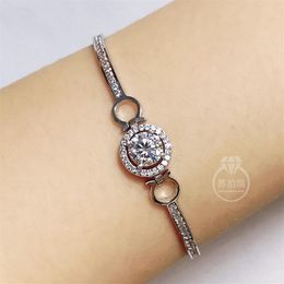 Real Moissanite bracelet 1-2CT lab Diamond Gemstone Adjustable Bangle 925 Silver Wedding Jewellery for Women birthday present Gift264V