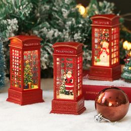 Decorative Objects Figurines Christmas phone booth light table for the elderly decorated with tree ornaments snowman home decoration accessories 231212