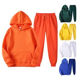 Running Sets Hoodie Pants Suit Unisex Soft Breathable Windproof Set For Autumn Winter Versatile Sportswear Solid Color Men