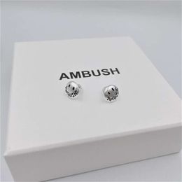 ambush earrings Old Phoenix Pure Silver Ear Studs Female Pure Silver Anti Allergy 925 Pure Silver Japanese Korean AMBUSH Ear Studs Silver Adorned Smiling Face