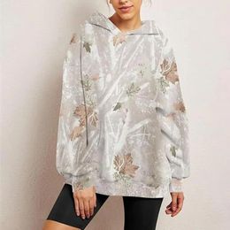Women's Hoodies Women Sweatshirt Autumn Winter Loose Fit Hoodie Print Hooded Long Sleeve Front Pocket Casual Sport Tops