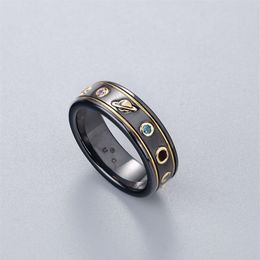 Black White Ceramic Cluster Band Rings bague anillos for mens and women engagement wedding couple Jewellery lover gift2143