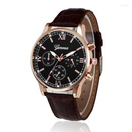 Wristwatches Luxury Men's Business Watch Roman Scale Alloy Dial High-quality Genuine Leather Strap Waterproof Casual Quartz213j