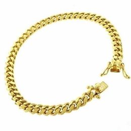 Men's Miami Cuban Link Bracelet Real 14k Gold Plated Solid Sterling Silver 8mm220y