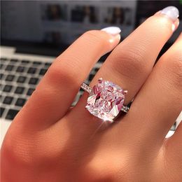 Fine Promise Ring 925 Sterling Silver Plated Cushion cut 7mm Diamonds cz Engagement Wedding Rings For Women Jewelry263G