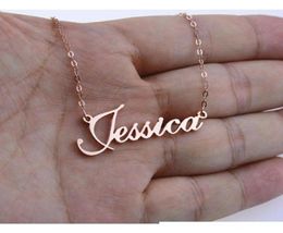 Rose Gold Silver Color Personalized Custom Name Pendant Necklace Customized Cursive Nameplate Statement Necklace Handmade Birthday9479075
