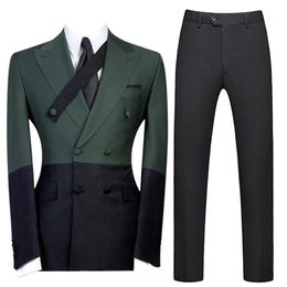Men's Suits Blazers 2 Pieces Match Colour Jacket Pants Suit Double Breasted Buttons Lapel Tuxedo for Party Prom Business Casual 231211