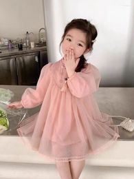 Girl Dresses Girls One Piece Dress Spring Autumn Full Sleeve Soft Fashion Sweet Gauze Lovely Outdoor Unhooded