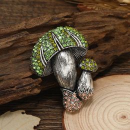 Brooches Vintage Rhinestone Mushroom For Women Unisex Crystal Vegetables Plant Brooch Pins Gift Dress Coat Jewelry