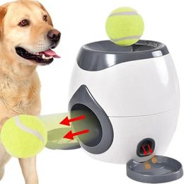 Dog Toys Chews Dog Pet Toys 2 In 1 Tennis er Automatic Throwing Machine Pet Ball Throw Device Interactive Pet Feeder Toy For All Size Dog 231212