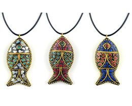 Pretty necklaces fashion evade fish ethnic necklacestones vintage plate Nepal jewelryhandmade sanwoods vintage bodhi pendants ne2677254