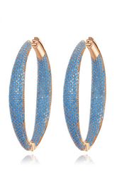 New Fashion Women Earrings High Quality Gold Plated Iced Out Blue CZ Diamond Hoops Earrings for Girls Women Party Wedding Gift6321198