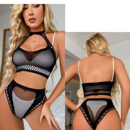 Women Sexy Mesh Hollow Out See Through Net Clothing Erotic Fishnet Transparent Body Suits Female Bodysuit Jumpsuit Costume sexy