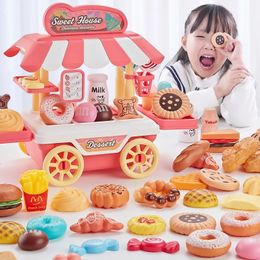 Kitchens Play Food Kids Simulation Kitchen Car Toy Pretend Cooking Pot Interactive House Toys Miniture Surprise Girls Gift 231211