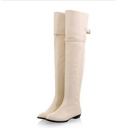 Boots Oversized Low-Heel Long Loafers Super Thick Warm Winter Plush Over-The-Knee Boots Women's Long Boots With Belt Buckle 231212