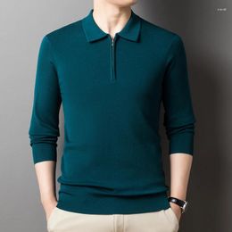 Men's Sweaters Ture Merino Wool Polos 2023 Autumn And Winter Zipper Jumper Turn Down Collar Knitwear Pure Worsted Sweaeter Tops