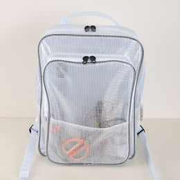 Heavy Duty Plaid PVC Backpack Water proof Clear Transparent Rucksack for Sports Travel 40*30*20CM Bearing Capacity 20kg, free shipping by Water