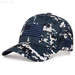 Ball Caps New Men USA Flag Camouflage Baseball Cap Army Embroidery Cotton Tactical Snapback Dad Hat Men Summer Sports Trucker Caps gorras L231212